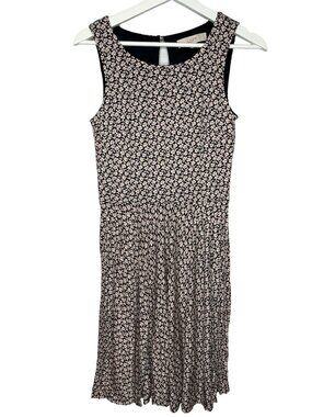 Loft XS Black Tan Floral Print Sleeveless Sundress